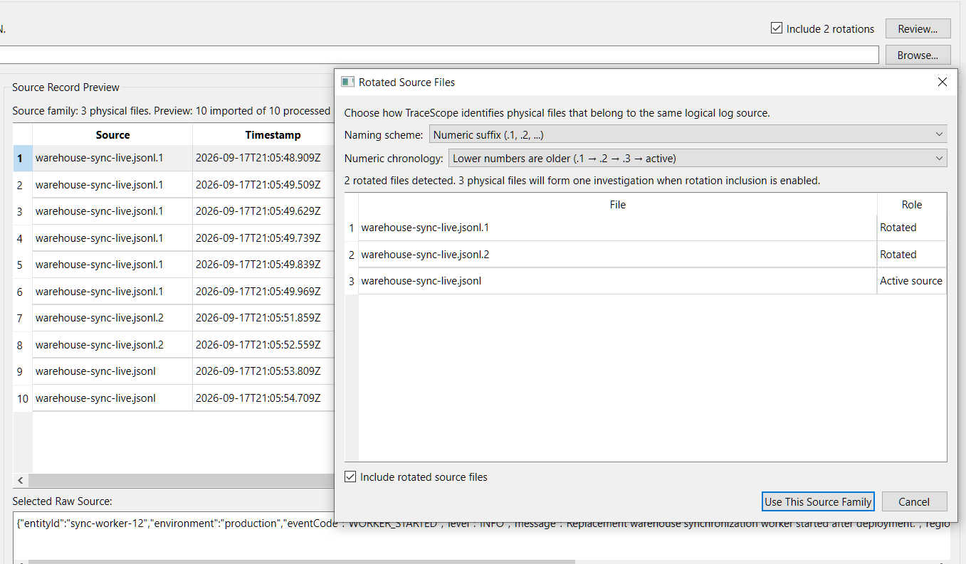 TraceScope Rotated Source Files