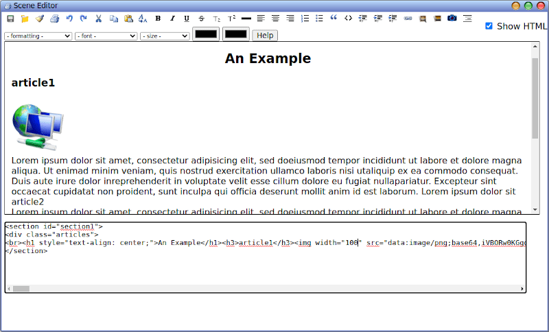 GitHub - w00fpack/scene_HTML_editor: HTML WYSIWYG editor that runs in a ...