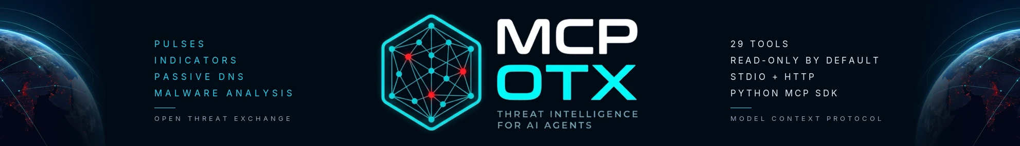 MCP OTX: threat intelligence for AI agents. Pulses, indicators, passive DNS and malware analysis from AlienVault OTX over the Model Context Protocol.