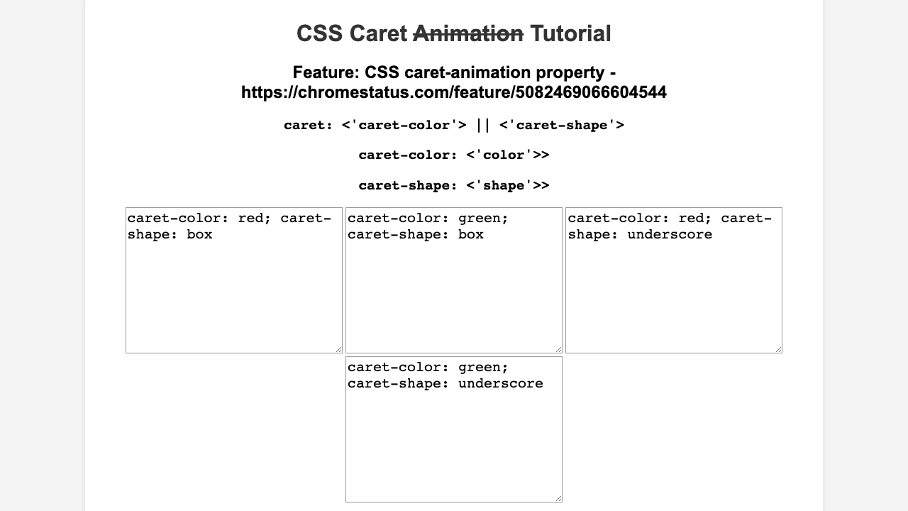 CSS Caret screenshot