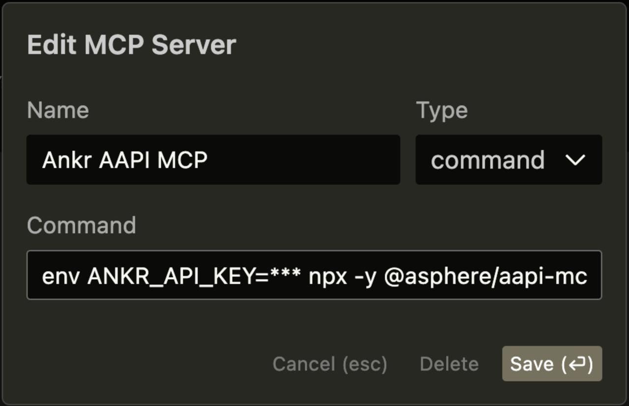 Add Ankr AAPI MCP to Cursor