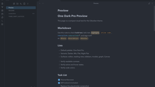 One Dark Pro preview
