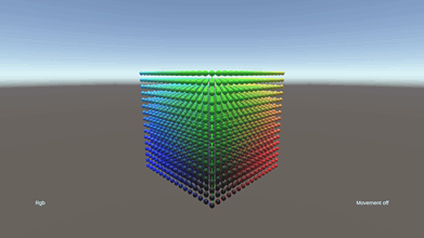 3D visualisation of colour spaces in Unity, created with Unicolour