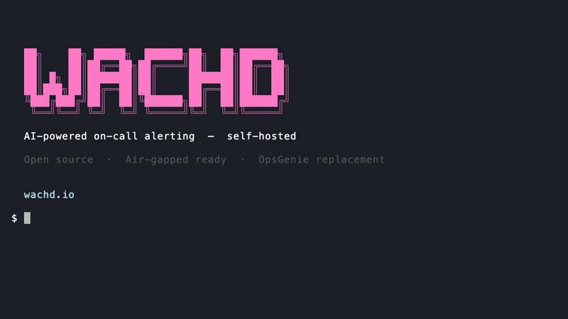 Wachd demo — on-call check, alert fire, AI root cause analysis
