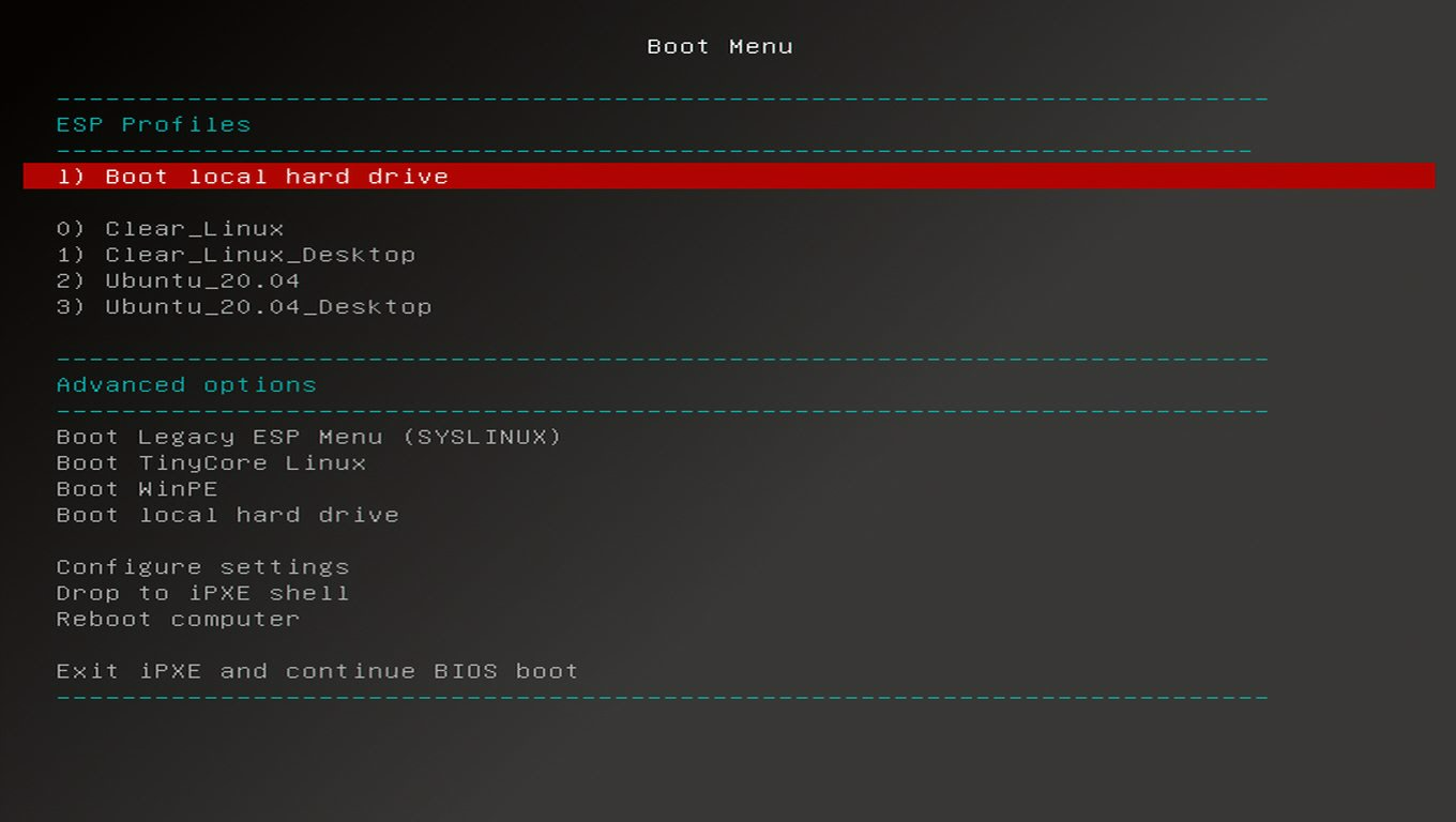 PXE Menu