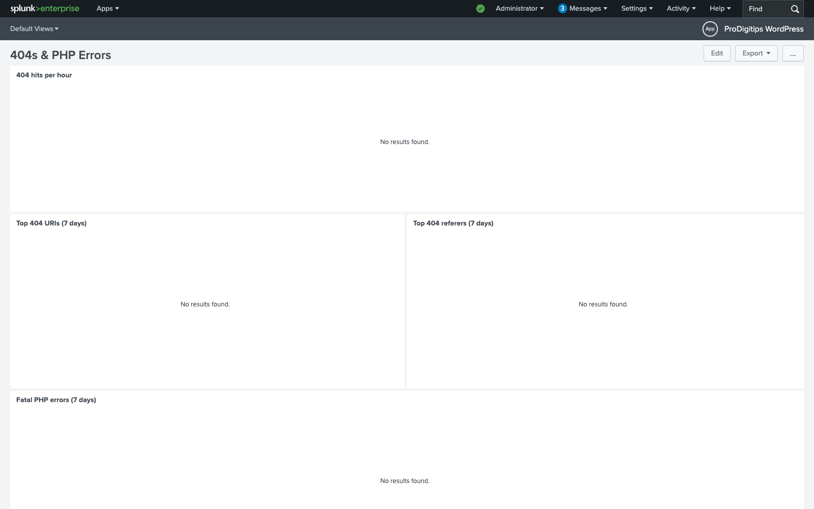 404s & PHP errors dashboard