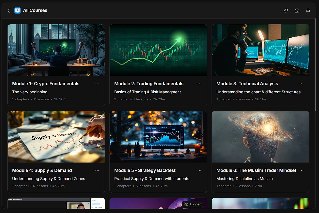 Halal crypto education course dashboard