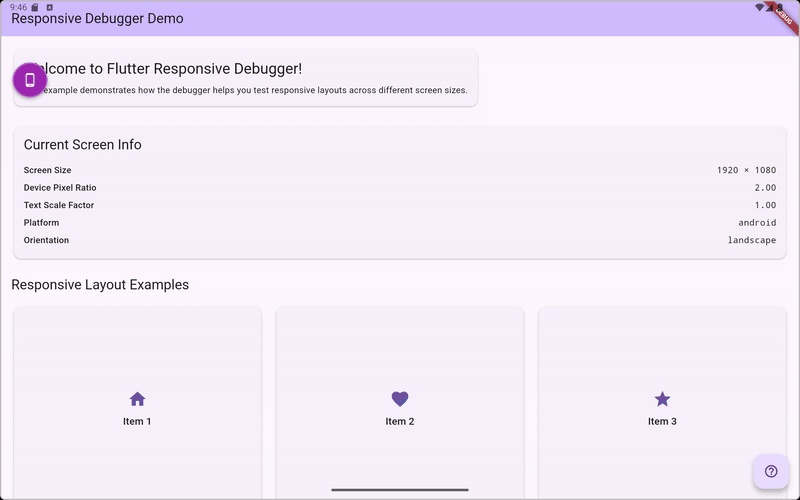Flutter Responsive Debugger Demo