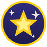 A gold star turning, with sparkles