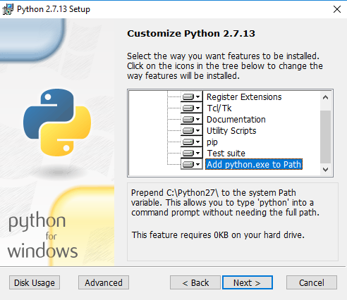 Add python to path