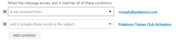 Forwarding conditions