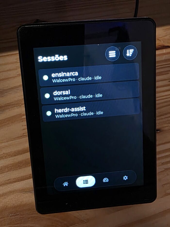 Sessions list grouped by host