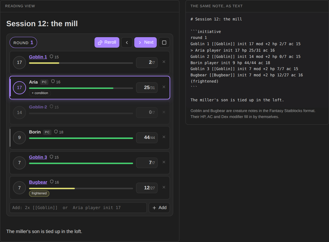 Quick Initiative - Obsidian Plugin