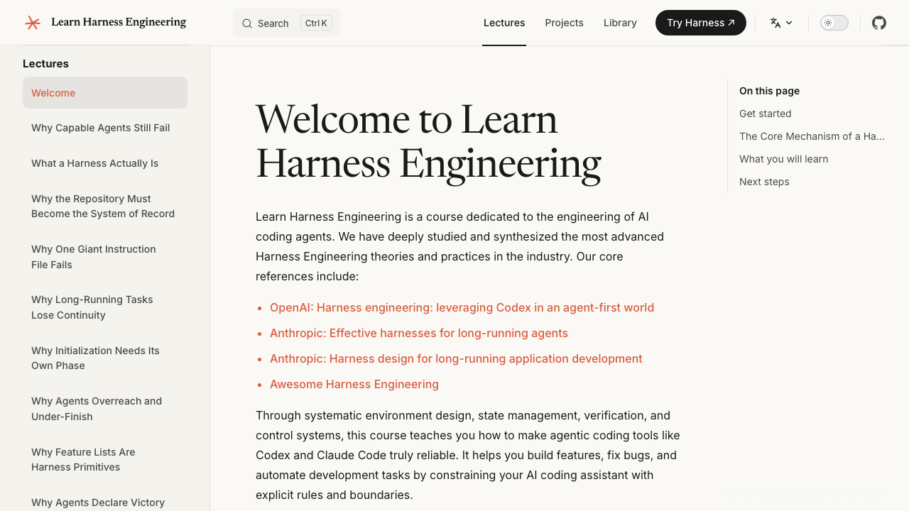 Course teaches AI agent harness engineering