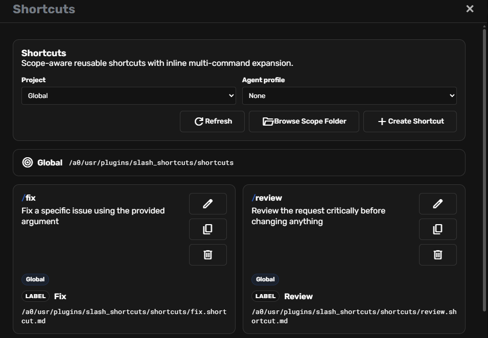 Shortcuts screenshot 2