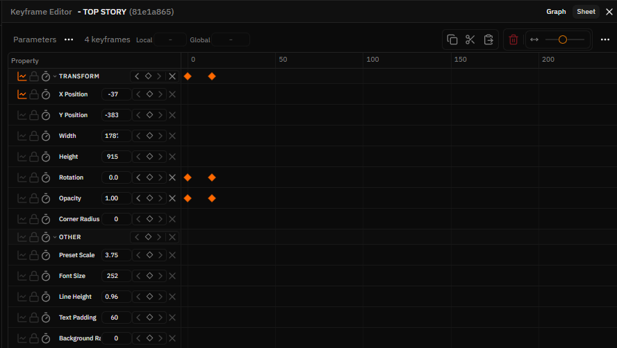 FreeCut dopesheet keyframe editor