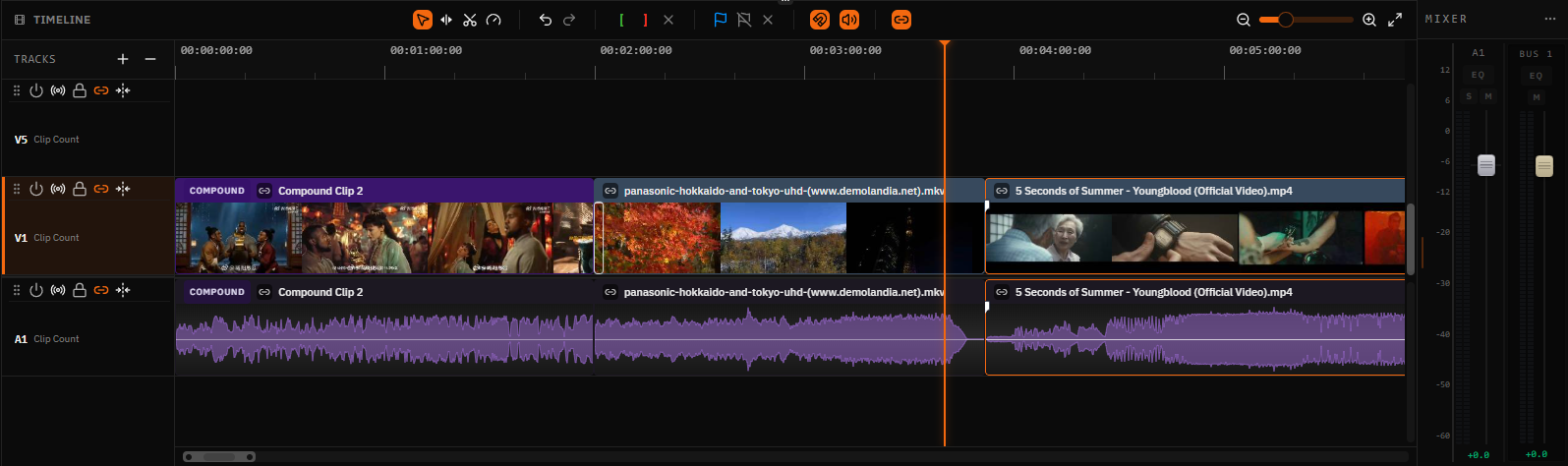 FreeCut multi-track timeline