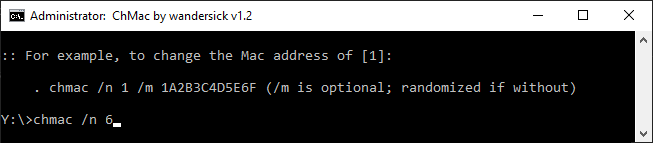 Change MAC address of specified adapter