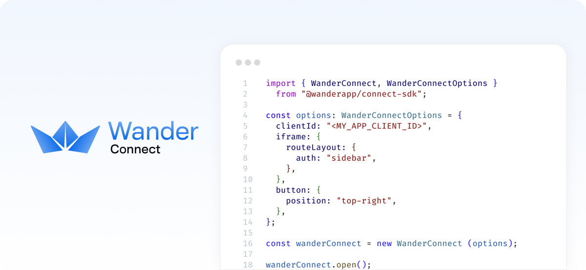 Wander Connect SDK banner