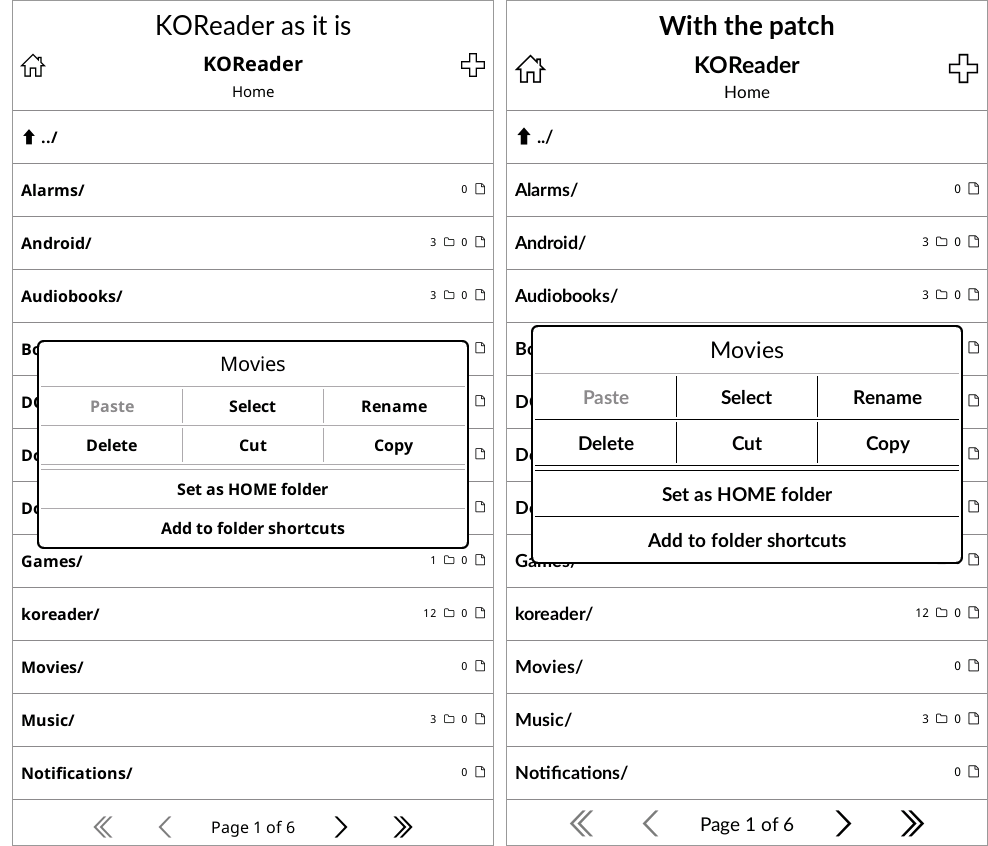 A dialog, as it is and with the patch