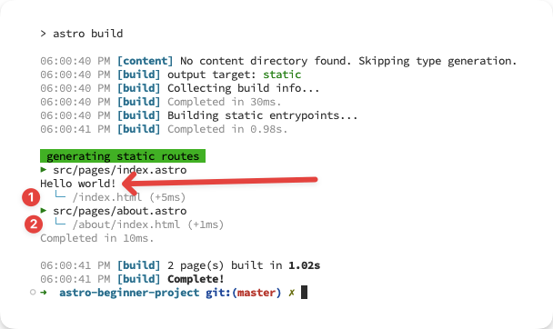 Logs during building the production application.