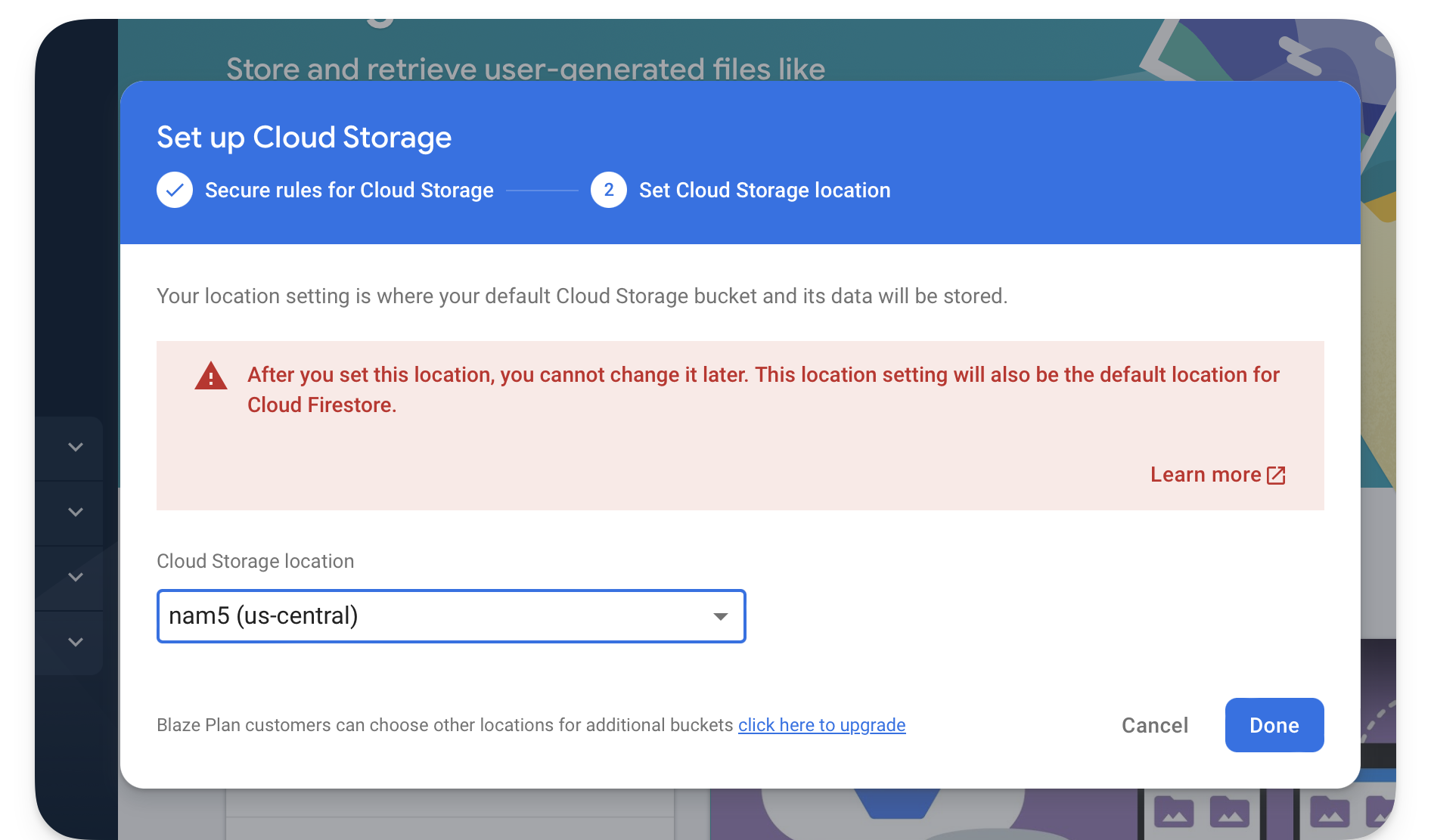 Selecting a Storage location