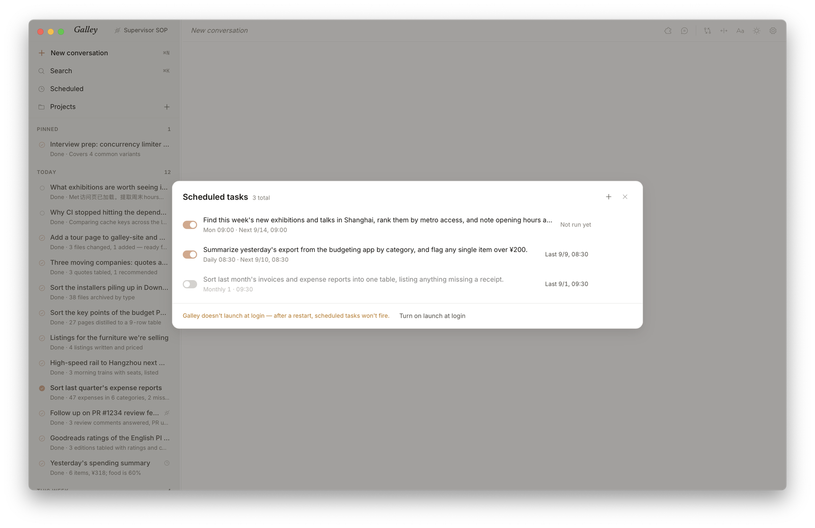 Scheduled tasks