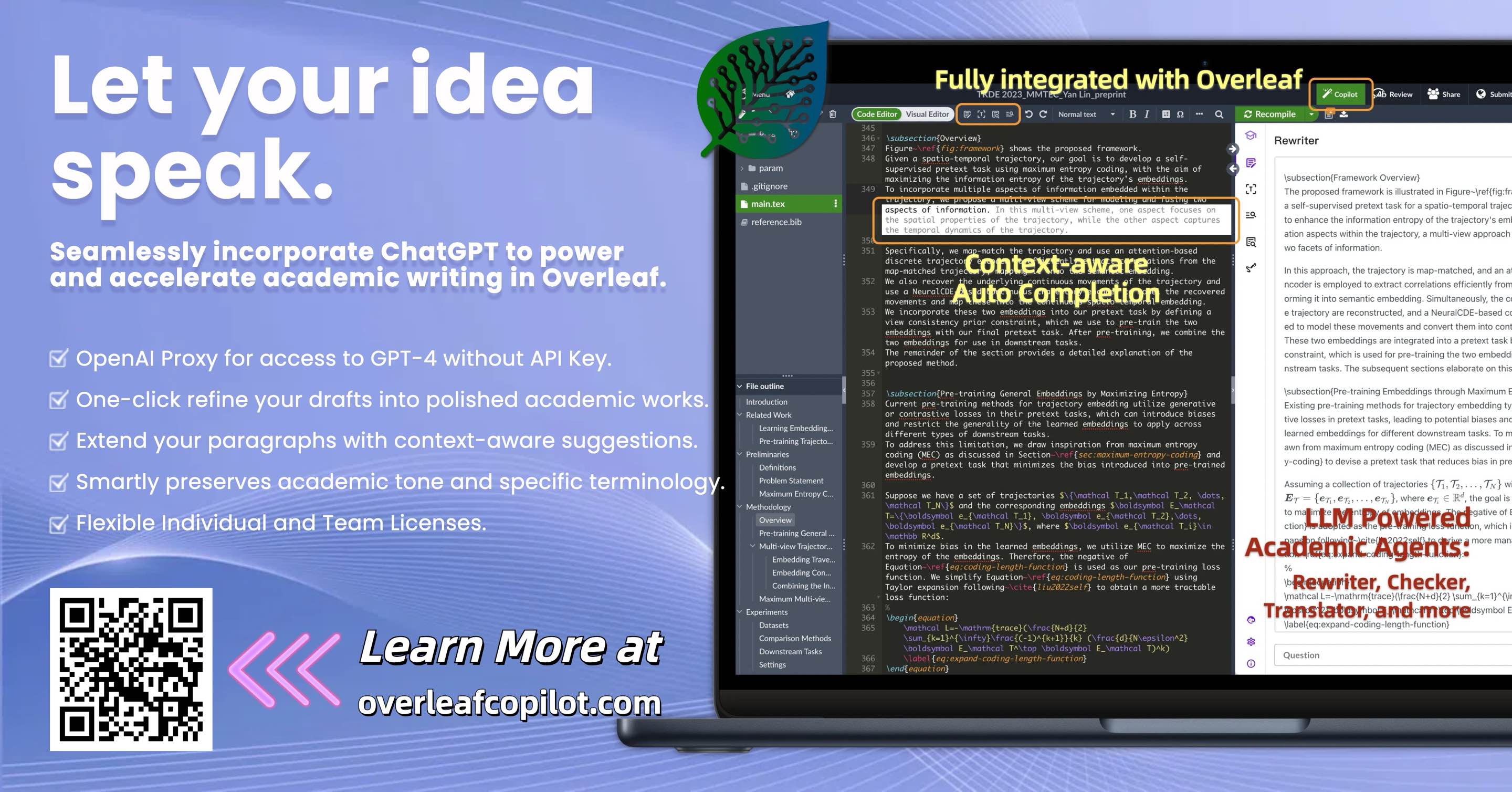 OverleafCopilot: Empowering academic writing in Overleaf with large language models teaser