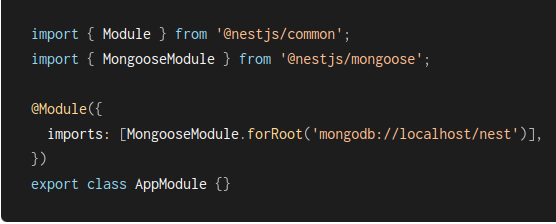 NestJs instructions for configuring mongodb