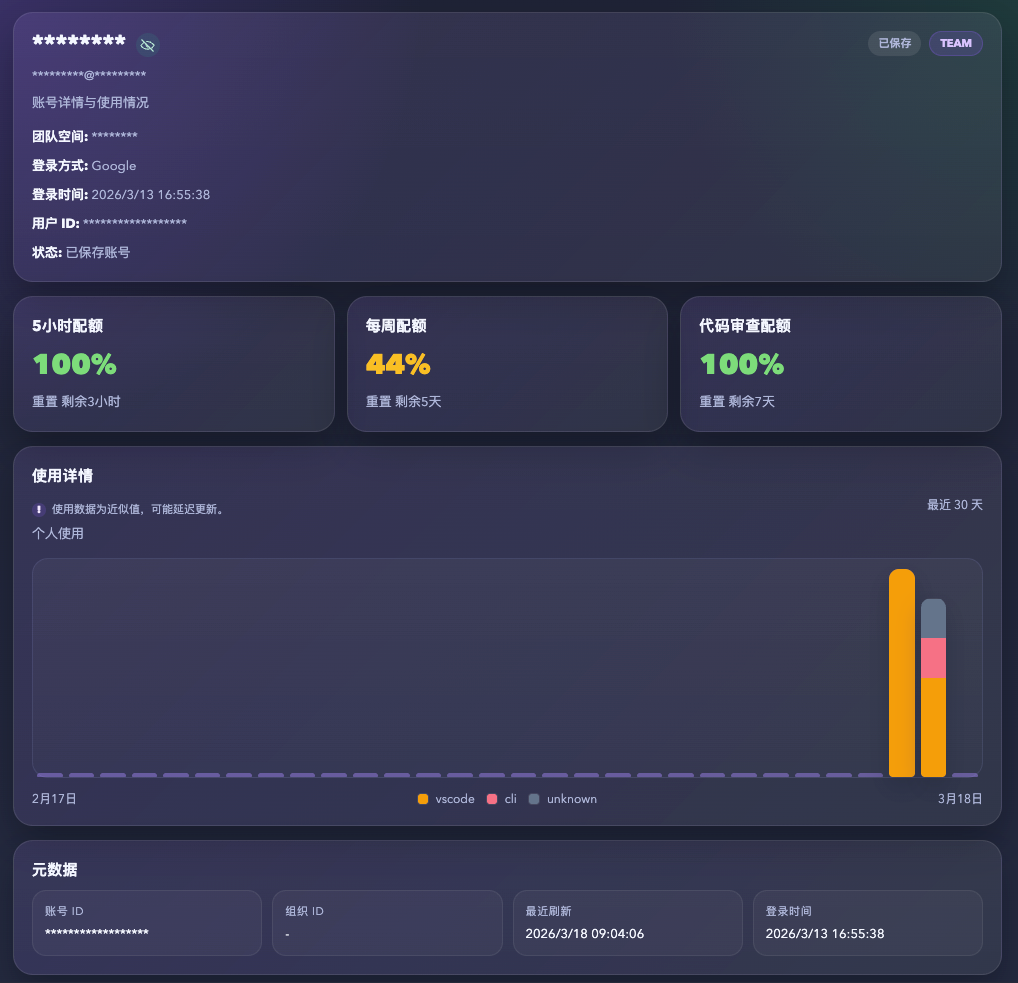 Codex Tools 详情面板