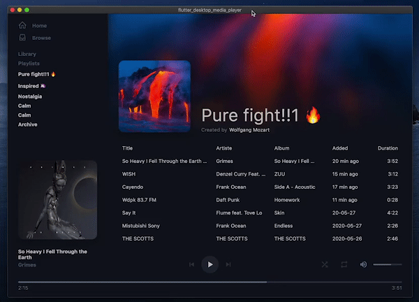 Flutter Desktop Media Player