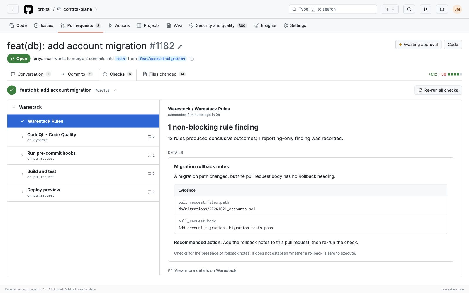 One reporting-only finding and its source evidence on GitHub