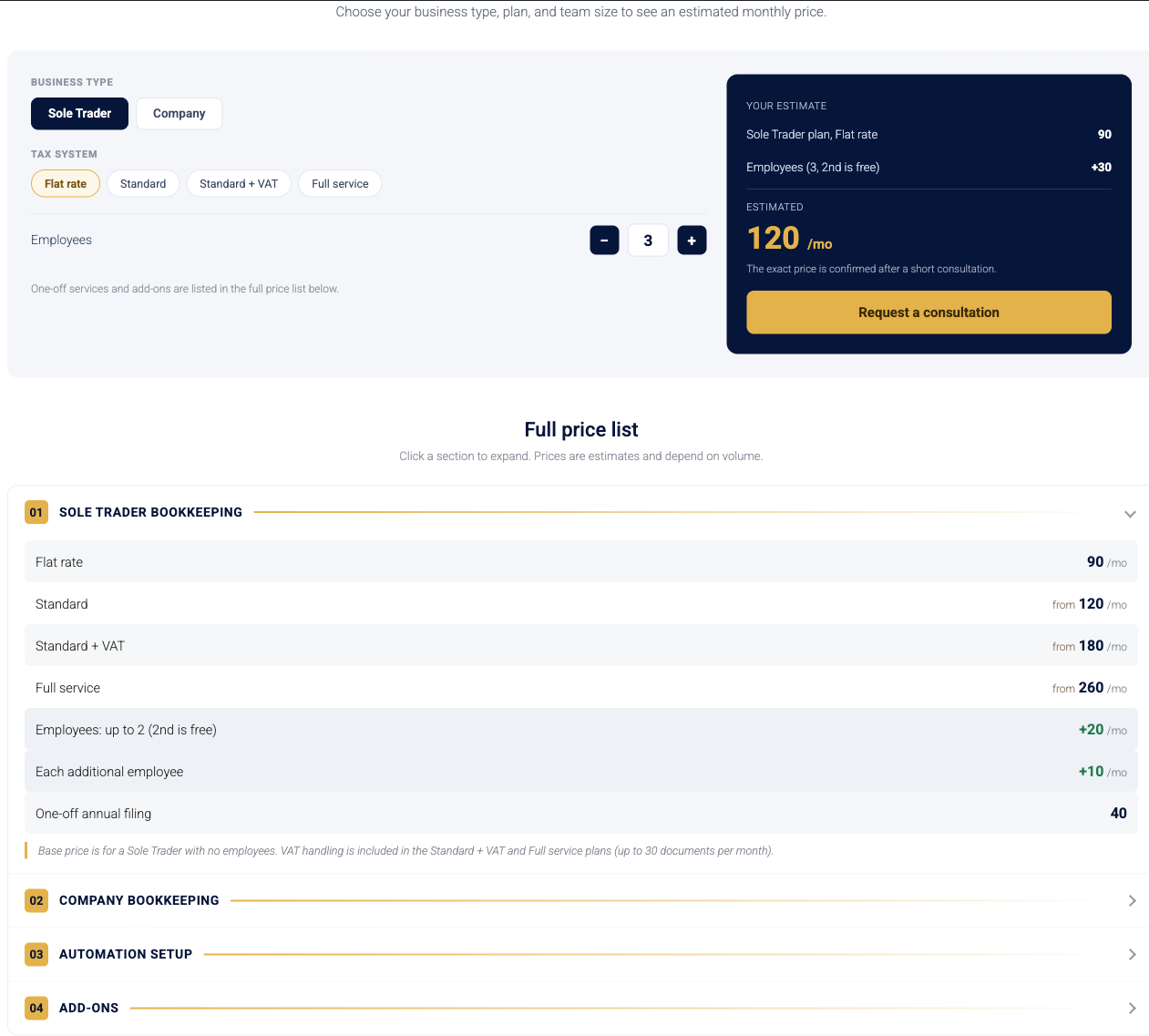 Frontend calculator widget