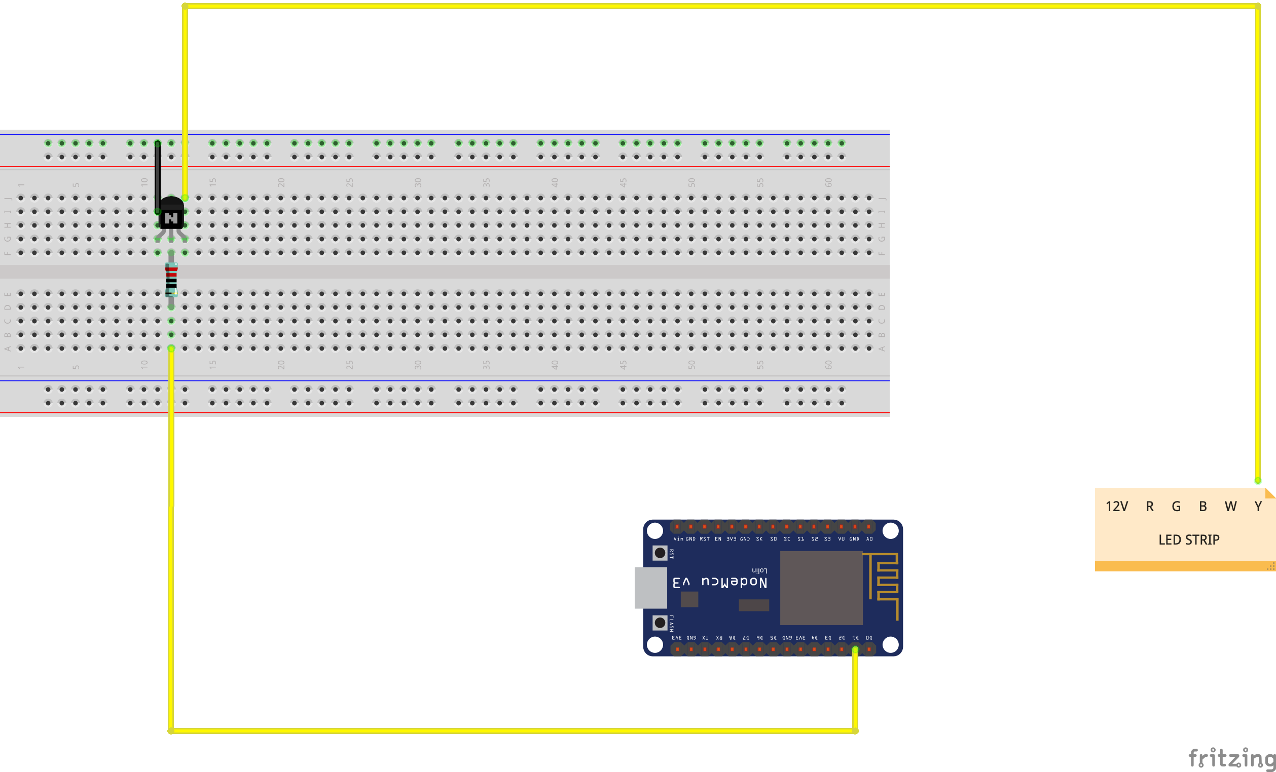 LED PIN to NodeMCU Circuit using a Transistor