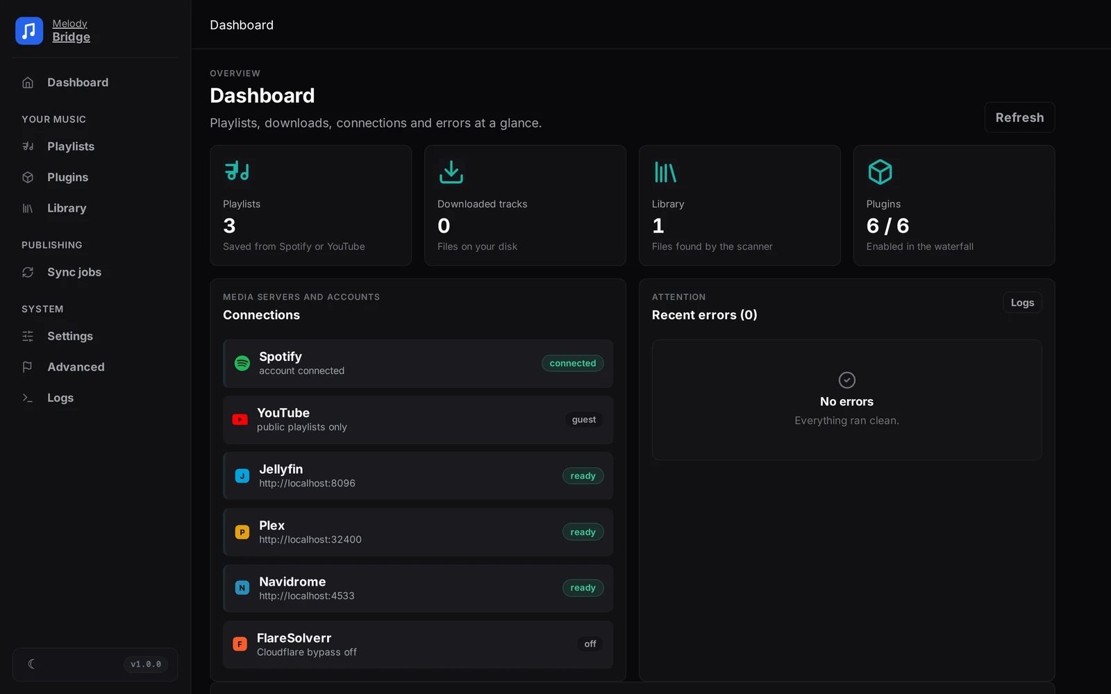 MelodyBridge dashboard