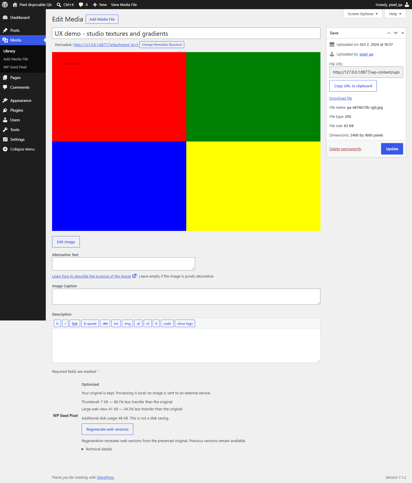 Per-image results and regeneration