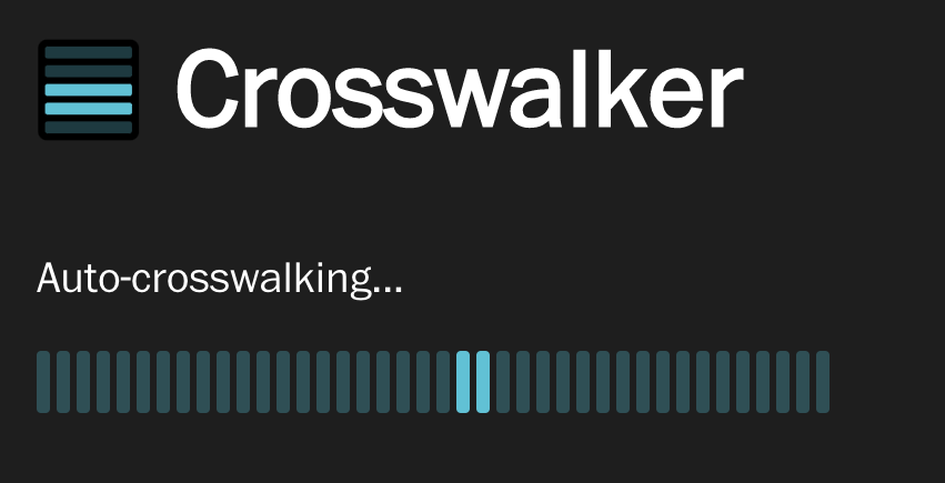 A screenshot of a progress bar with the text "Auto-crosswalking" above it.