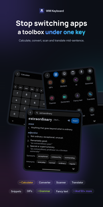 Stop switching apps: calculator, dictionary and the toolbox