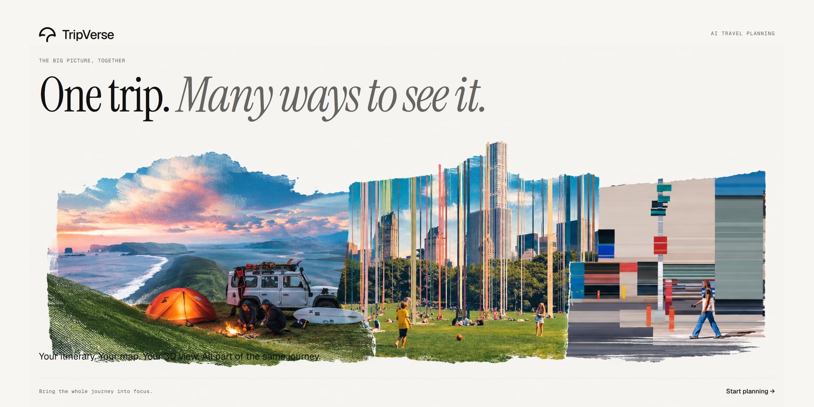Campaign landscape assembled from a panorama of travel photographs