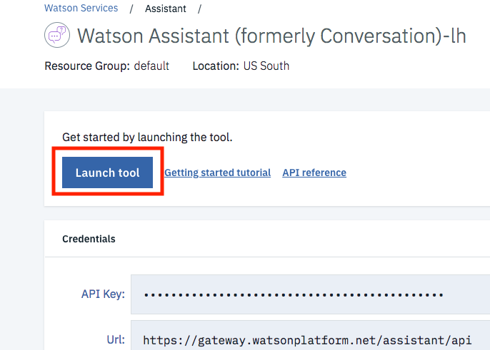 Watson Assistant Launch Tool