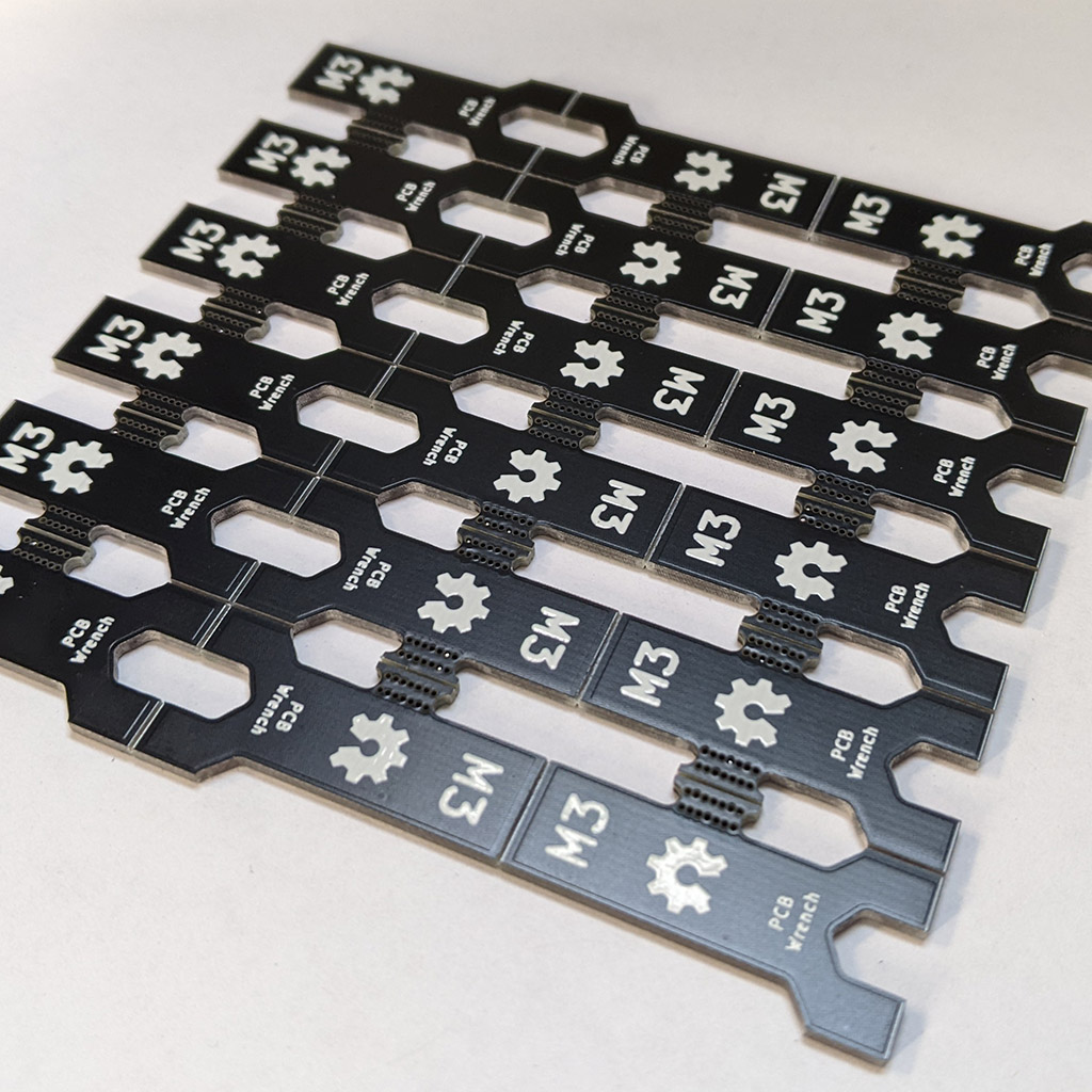 100mm x 100mm Panel of 18 PCB Wrenchs