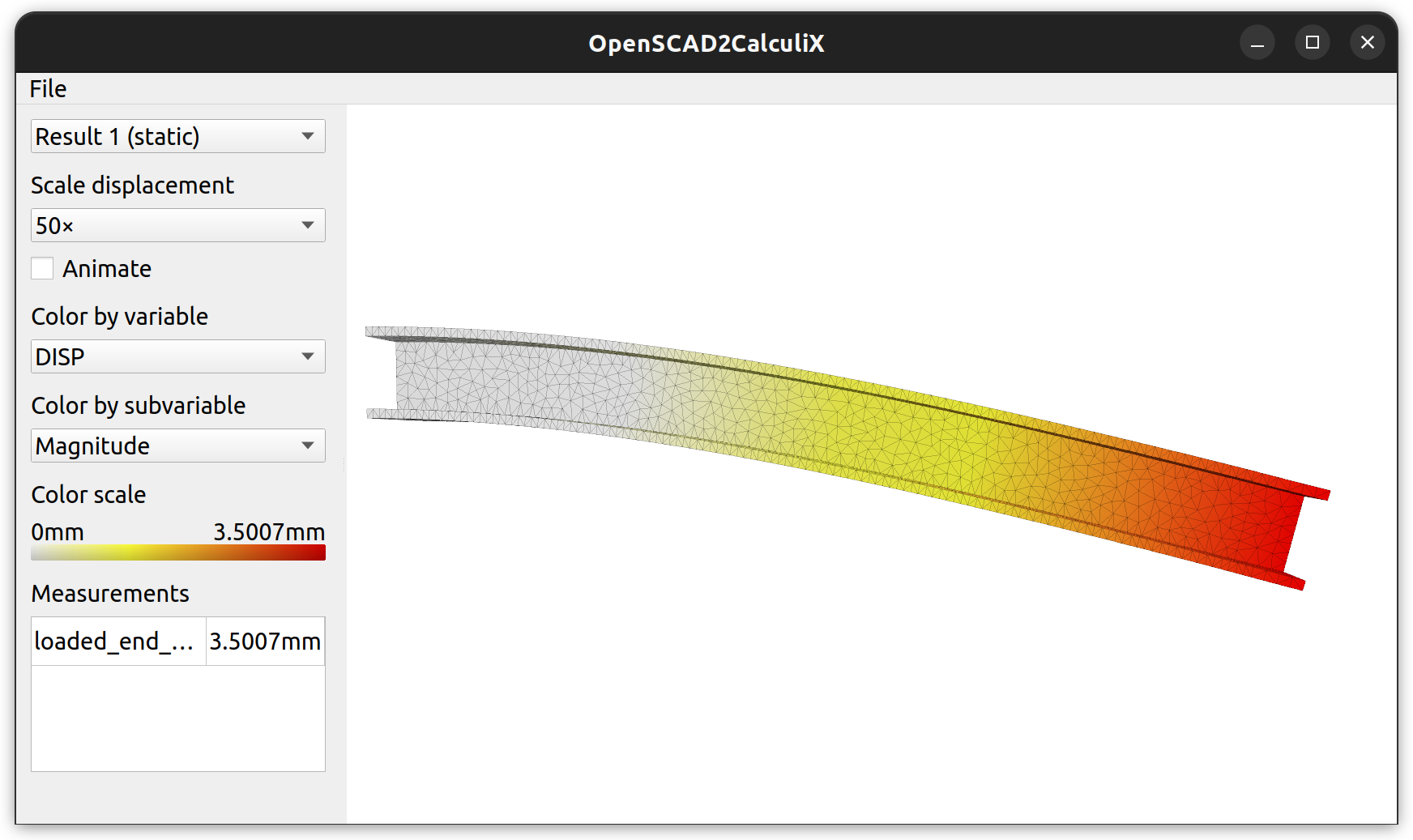 Screenshot of simulation results