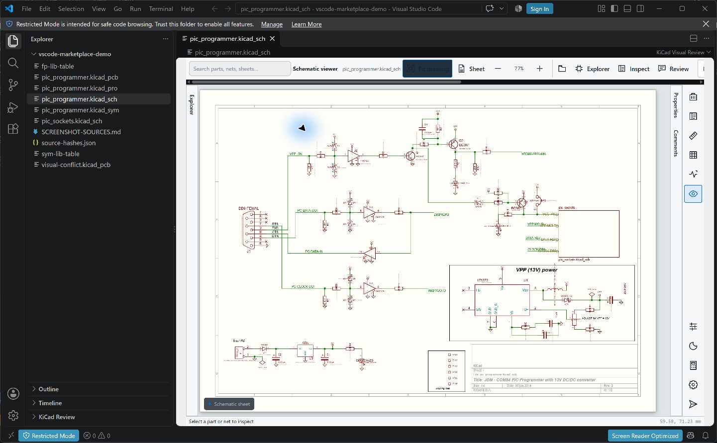 Schematic review inside VS Code