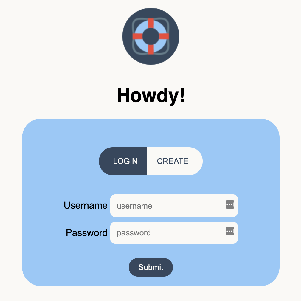 screenshot of dock login page