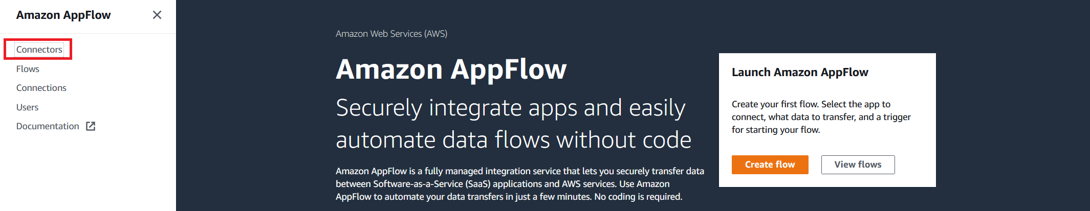 AppFlow console home page