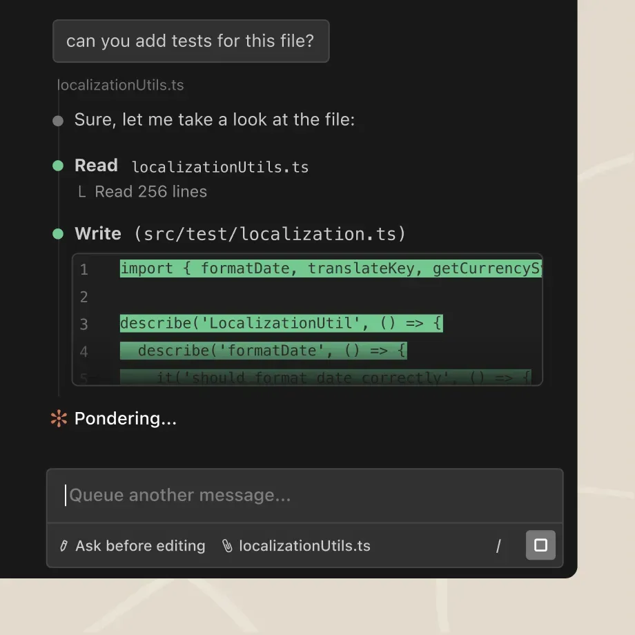 Claude Code running inside a code editor as an IDE extension