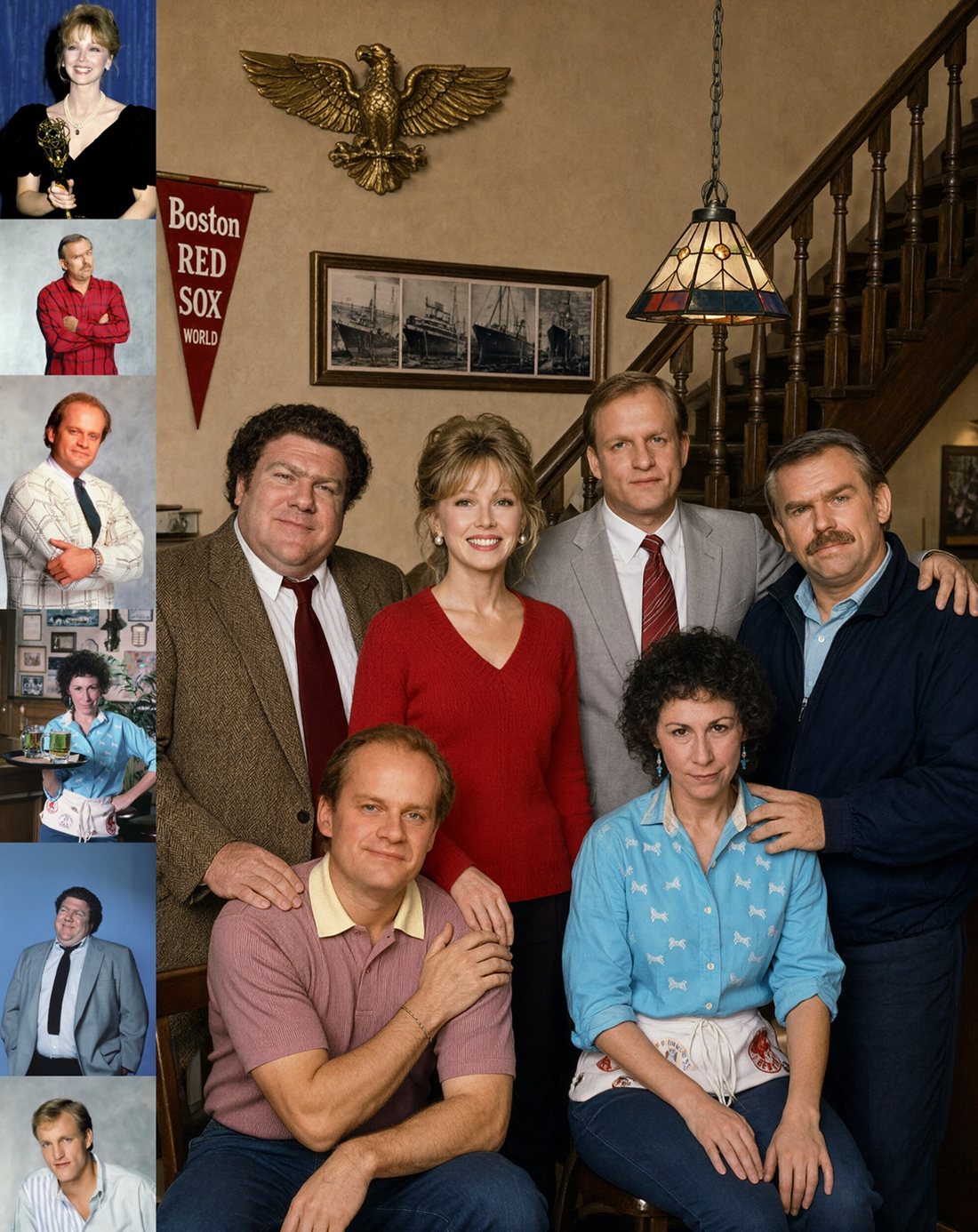 An official Qwen sample showing a group photograph generated from six individual portrait references