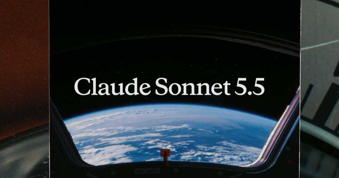 Anthropic’s Claude Sonnet 5.5 artwork showing Earth through a window