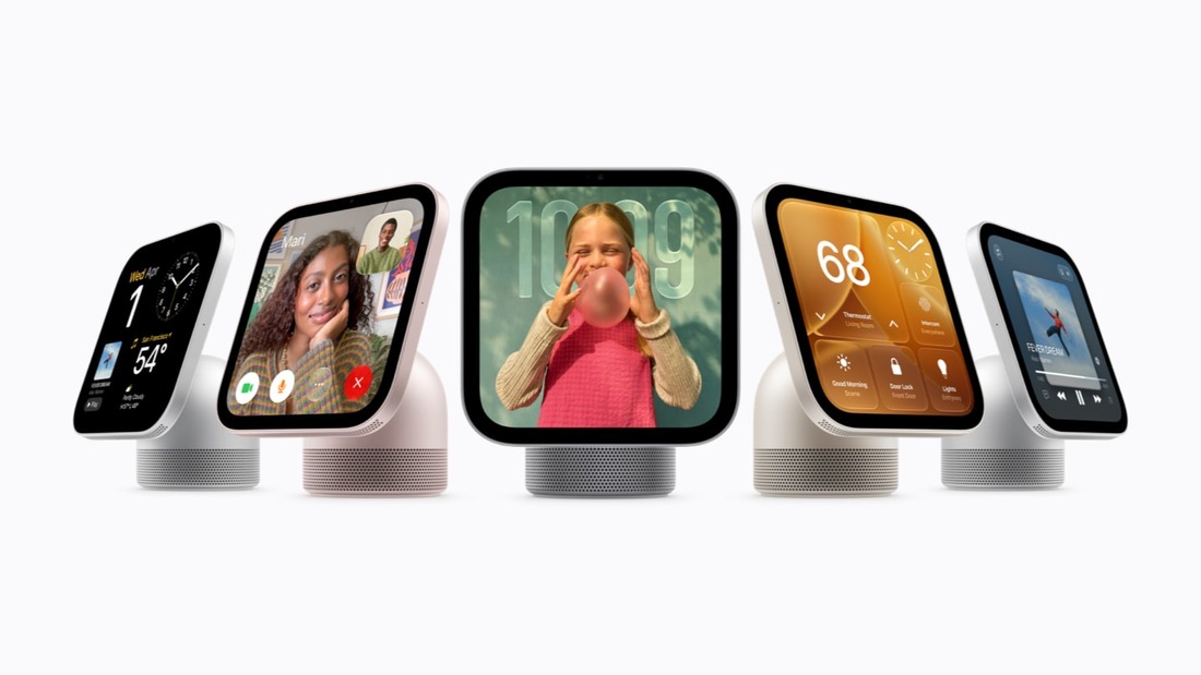 Apple HomeView devices showing calls, photos, home controls and music