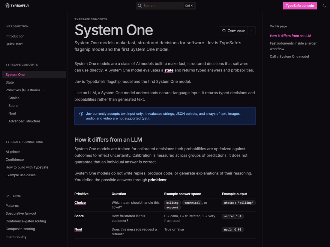 TypeSafe docs: the three primitives - Choice, Score, Noul